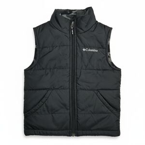 Columbia Youth Reversible Puffer Vest Black & Grey Camo XS 6/7